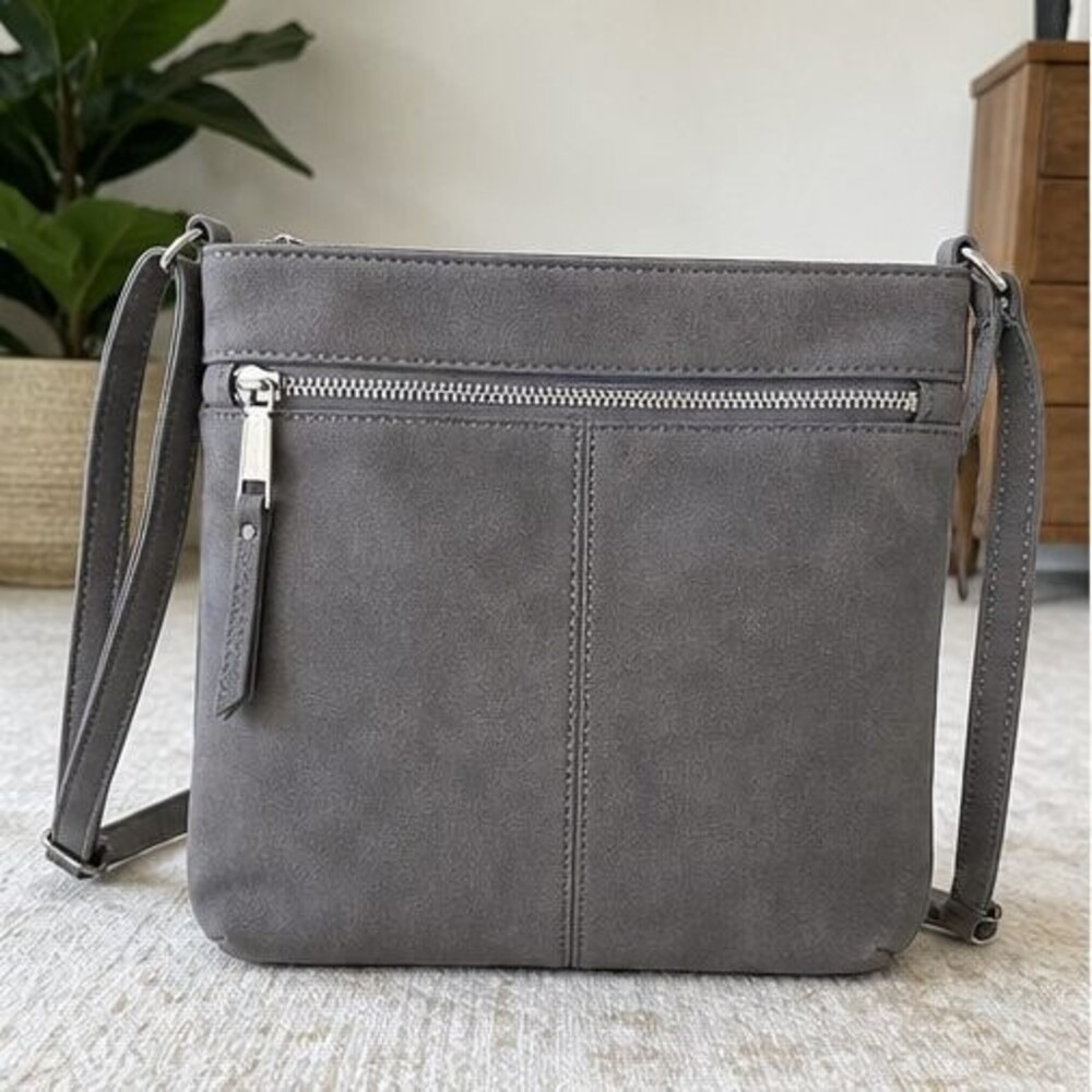 Gray Suede Crossbody Bag